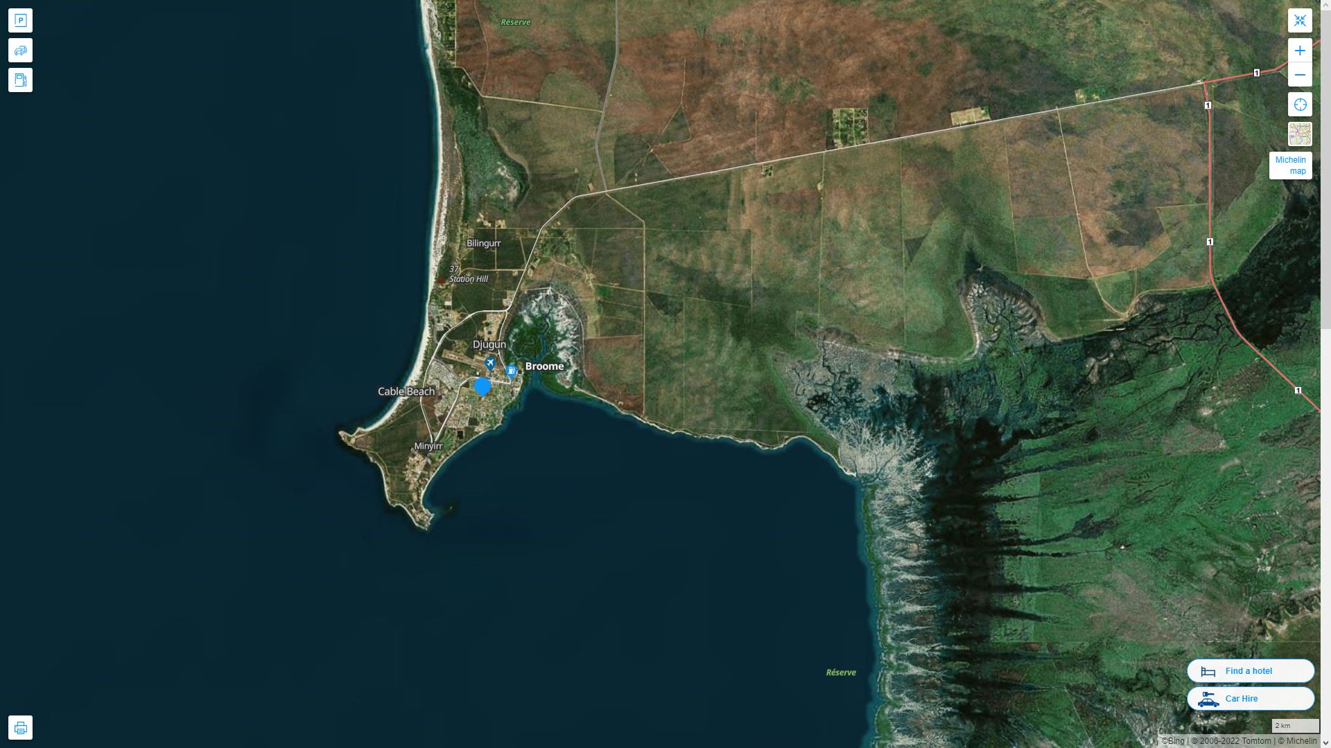 Broome Highway and Road Map with Satellite View